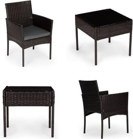 Mały zestaw mebli balkonowych dla 2 osób Riviera 824, technorattan ciemnobrązowy