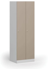 Metalowa szafka ubraniowa, 2-drzwiowa, 1850 x 600 x 500 mm, zamek cylindryczny, drzwi beżowe