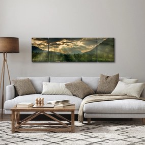 Obraz jeziora, przez które prześwieca słońce (170x50 cm)