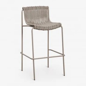 Zestaw 2 Wysokich Stołków Z Rattanu Syntetycznego I Żelaza Revia Moka Brown & ↑75 Cm - Sklum