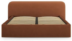 Tapicerowane łóżko dwuosobowe ze schowkiem i stelażem 180x200 cm w kolorze terakoty Elizabeth – Micadoni