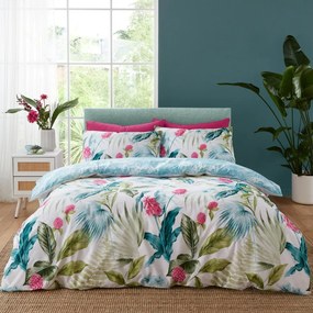 Zielono-niebieska pościel dwuosobowa 230x220 cm Aruba Tropical Floral – Catherine Lansfield