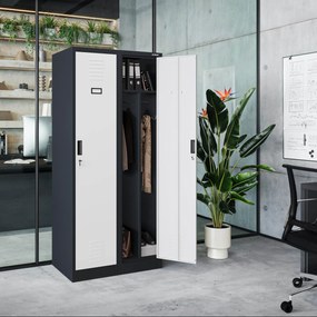 Szafka ubraniowa BHP antracytowo-biała: czterokomorowa KACPER, 800 x 1800 x 500 mm