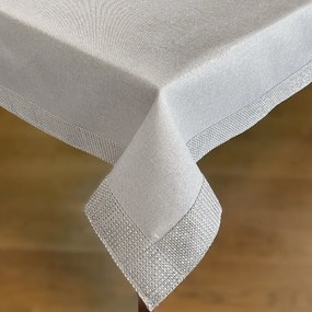 Obrus glamour z cyrkoniami szary prostokątny z lurexu - 110x160 cm