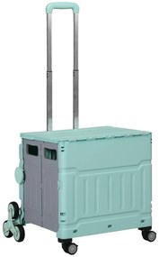 HOMCOM Wózek na zakupy, składany, do pokonywania schodów, z teleskopową rączką, nośność do 65 kg, Zielony