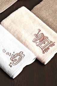 Ręczniki kuchenne COFFEE, 3 szt Śmietankowy