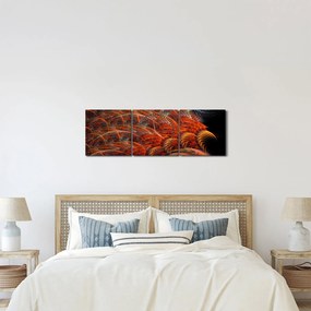 Obraz - Abstrakcyjna imitacja piór (z zegarem) (90x30 cm)