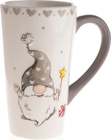 Świąteczny kubek ceramiczny Krasnal, 580 ml, szary