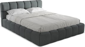 Łóżko 180 x 228 - z tkaniny szenilowej - grafitowy - NALU