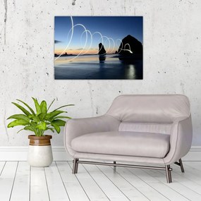 Obraz - plaża o zachodzie słońca (70x50 cm)