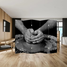 Parawan - Produkcja ceramiki - czarno - biały (210x170 cm)