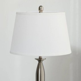 HOMCOM Zestaw 3 Lamp Srebrno Białe 1 Lampa Podłogowa 2 Lampy Stołowe Wykończenie Tkaninowe 38x38x158cm | Aosom PL