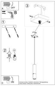 Czarno-złota lampa wisząca z metalowym kloszem 8x8 cm Longbot – Nice Lamps