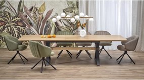 Stół prostokątny Nova rozkładany 180-300/100/75 cm, blat okleina naturalna, metalowe czarne nogi