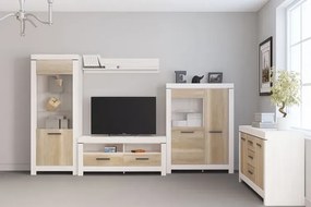 Witryna wysoka z LED sosna canyon + dąb karabela B4-Z67