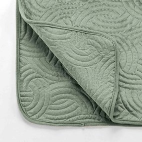 Zielony aksamitny zestaw narzuty na łóżko i poszewki na poduszkę 220x240 cm Solange – douceur d'intérieur