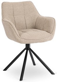 Krzesło Tapicerowane Obrotowe PEONY Beżowe Nowoczesne Loft