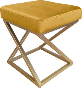 Pufa ZOA tkanina Welur loft ławka podnóżek metal : Kolor Stelaża - Złoty, Kolor tkaniny - VELVET - MG15, Typ tkaniny - Velvet