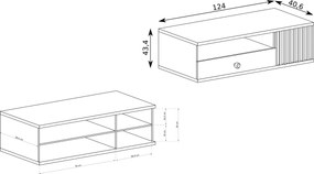 Szafka RTV stojąca ALMERIA 124 cm do Salonu pod Telewizor z 1 Szufladą - Dąb artisan