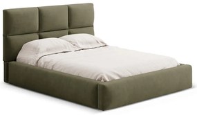 Zielone tapicerowane łóżko dwuosobowe ze schowkiem ze stelażem 140x200 cm Libera – Windsor & Co Sofas