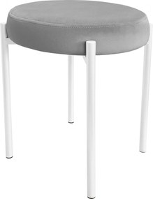 Taboret DIOR stelaż metalowy tkanina Welur : Kolor Stelaża - Biały, Kolor tkaniny - VELVET - MG17, Typ tkaniny - Velvet