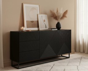 Komoda Asha 167 cm z szufladami i metalowymi nogami - czarny mat