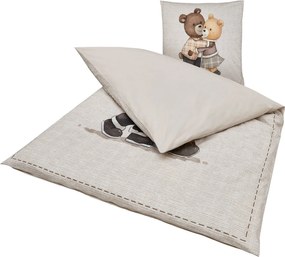 PrzytulneMieszkanie.pl PrzytulneMieszkanie.pl Pościel dziecięca z bawełny renforcé TEDDY HENRY beżowa Rozmiar pościeli: 80 x 80 cm | 135 x 200 cm