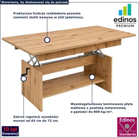 Rozkładany ławostół z regulacją wysokości dąb artisan G9-M20