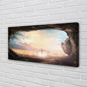 Zdjęcie na płótnie Jaskinia z Krzyżami i Ptakami
