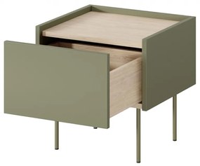 Szafka nocna Desin z szufladą 45 cm - oliwka / dąb nagano