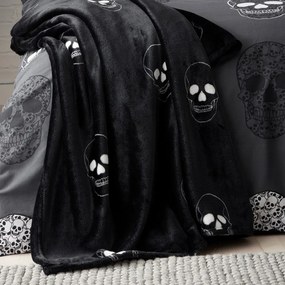 Ciemnoszary koc dziecięcy z mikropluszu 130x170 cm Skulls – Catherine Lansfield