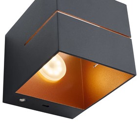 Lampa ścienna czarna ze złotym wnętrzem, z diodą LED i dotykowym ściemniaczem, ładowalna - Joris Groove Nowoczesny Oswietlenie wewnetrzne