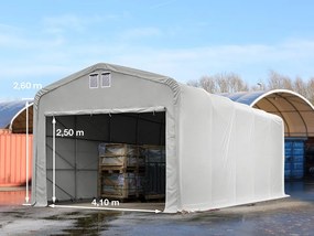 TOOLPORT 5x10m Hala namiotowa - 2,6 m wysokość ścian bocznych z 4,1x2,5m brama, PVC 850, szary, bez statyki - (49500)