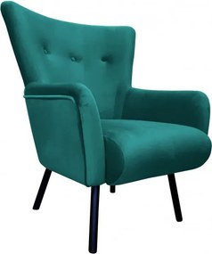 Fotel TULIP tkanina Welur noga metalowa Uszak luksusowy komfort salonu : Kolor nogi - Czarna, Kolor tkaniny - VELVET - MG20