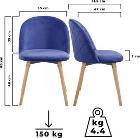 MIADOMODO Zestaw krzeseł do jadalni, kr. niebieski, 4 szt.