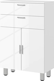 kleankin Szafka Łazienkowa, Komoda, 2 Szuflady, Regulowana Półka, Drewno, Biała