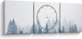 Obraz - Mglisty las (z zegarem) (90x30 cm)
