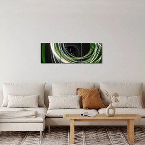 Obraz zielonych kresek (z zegarem) (90x30 cm)