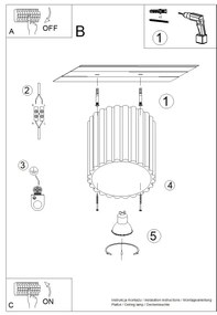 Plafon AURA 1 mocca GU10 ryflowany SOLLUX  LIGHTING