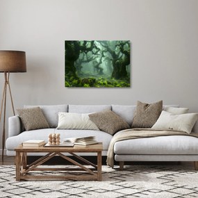 Obraz na szkle - Las porośnięty mchem (70x50 cm)