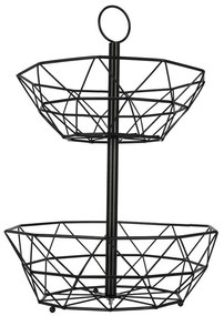 Koszyk na owoce i warzywa miska 2-poziomowa loft 43 cm (Czarny)