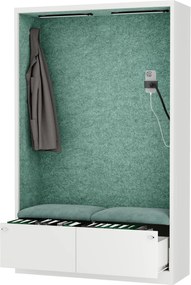 Szafa akustyczna do biura i szkoły Sally MentalBox, 115 x 40 x 185 cm, biały/zielony