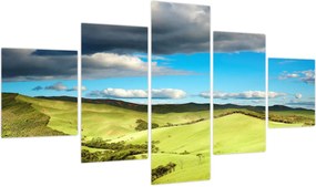 Obraz - Zielony krajobraz ze wzgórzami (125x70 cm)