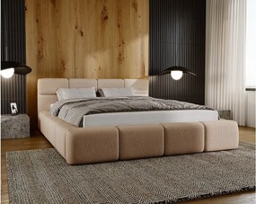 Emporius Oslo łóżko tapicerowane 160 x 200 - gruba pianka, nowoczesny styl, łóżko z pojemnikiem - łóżko tapicerowane brązowe (Solar 12)