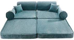 Aesthetic sztruksowa sofa dziecięca, turkusowa - meowbaby®