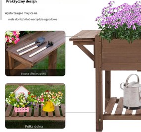 Outsunny podwyższona grządka z 8 przegródkami Skrzynka na kwiaty z litego drewna brązowa 123x54x74cm | Aosom PL