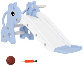 AIYAPLAY Zjeżdżalnia dla Dzieci 3 w 1 w Kształcie żyrafy z Koszem i Piłką, Niebieska