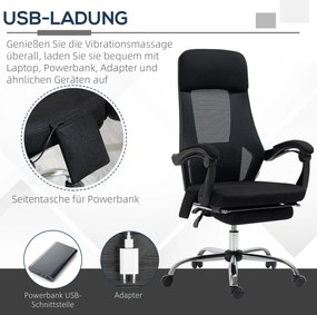 Vinsetto Fotel z masażerem i Ogrzewania Biurowy Krzesło obrotowe z regulacją wysokości Z podnóżkiem Czarny | Aosom PL