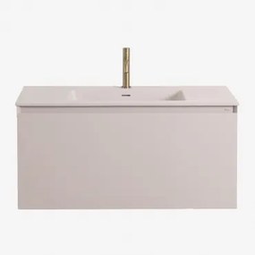 Zestaw Wiszących Mebli Łazienkowych Zintegrowany Z Umywalką Macrae Nature & Bezlusterkowiec & Szczotkowane - Sklum