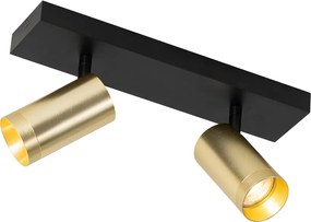 Plafon z reflektorami czarny ze złotem regulowany 2-punktowy - Jeana Luxe